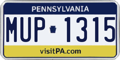 PA license plate MUP1315