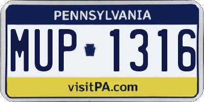 PA license plate MUP1316