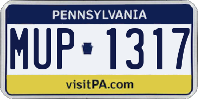 PA license plate MUP1317