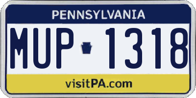 PA license plate MUP1318