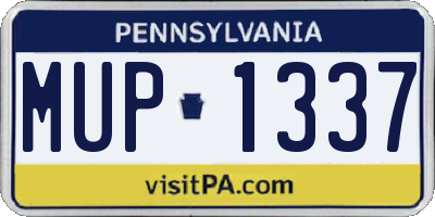 PA license plate MUP1337