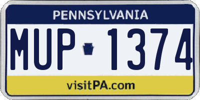 PA license plate MUP1374