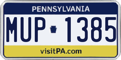 PA license plate MUP1385