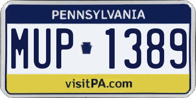 PA license plate MUP1389