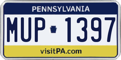 PA license plate MUP1397
