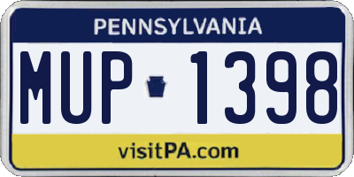 PA license plate MUP1398