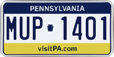 PA license plate MUP1401