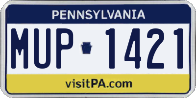 PA license plate MUP1421