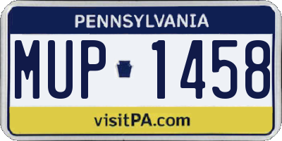 PA license plate MUP1458