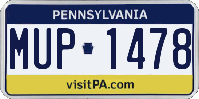 PA license plate MUP1478