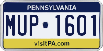 PA license plate MUP1601