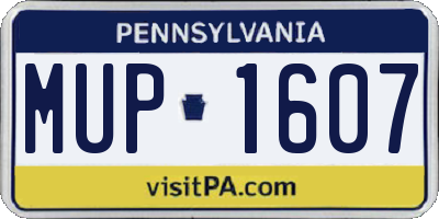 PA license plate MUP1607