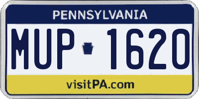 PA license plate MUP1620