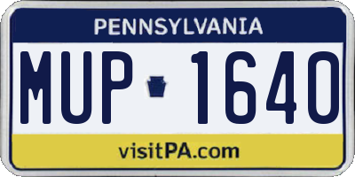 PA license plate MUP1640