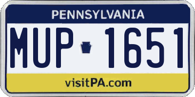 PA license plate MUP1651