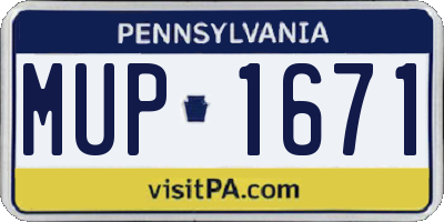 PA license plate MUP1671