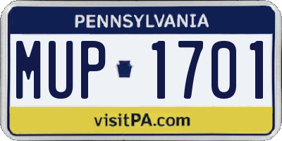 PA license plate MUP1701
