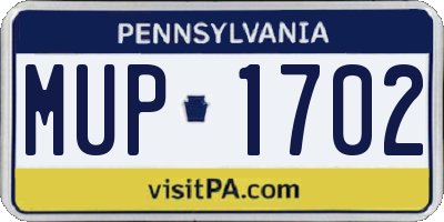 PA license plate MUP1702