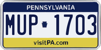 PA license plate MUP1703
