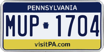 PA license plate MUP1704