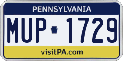 PA license plate MUP1729