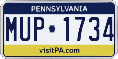 PA license plate MUP1734