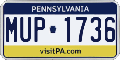 PA license plate MUP1736