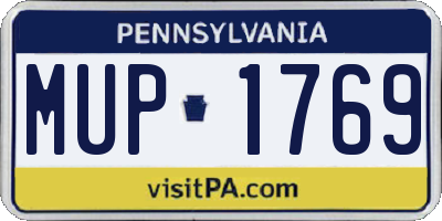 PA license plate MUP1769
