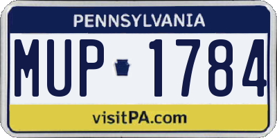 PA license plate MUP1784