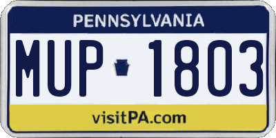 PA license plate MUP1803