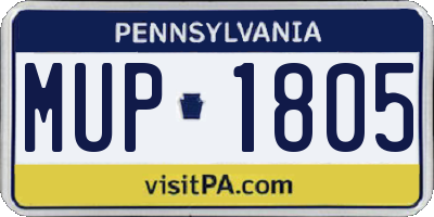 PA license plate MUP1805