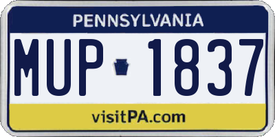 PA license plate MUP1837