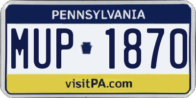 PA license plate MUP1870