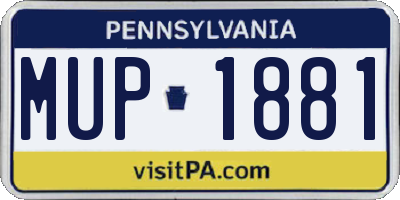 PA license plate MUP1881