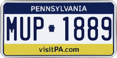 PA license plate MUP1889
