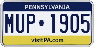 PA license plate MUP1905