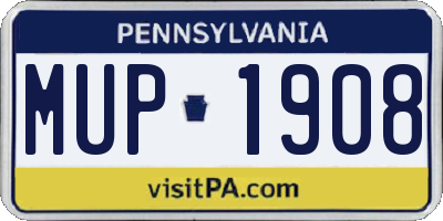 PA license plate MUP1908