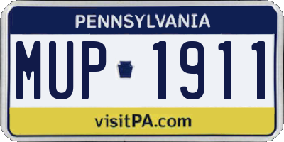 PA license plate MUP1911