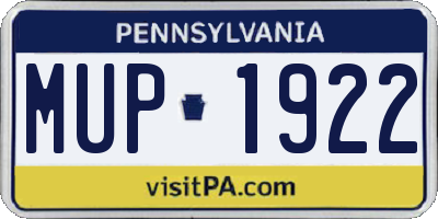 PA license plate MUP1922