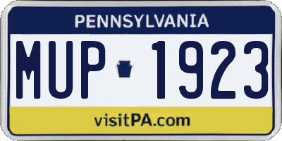 PA license plate MUP1923