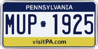 PA license plate MUP1925