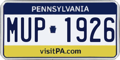 PA license plate MUP1926