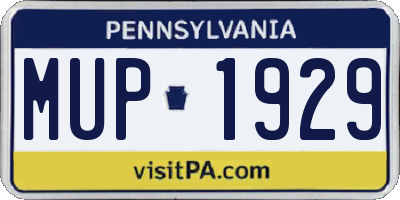 PA license plate MUP1929