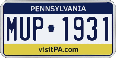 PA license plate MUP1931