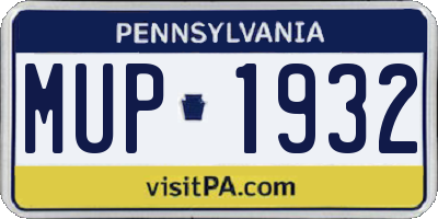 PA license plate MUP1932