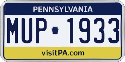 PA license plate MUP1933