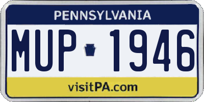 PA license plate MUP1946