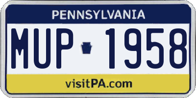 PA license plate MUP1958