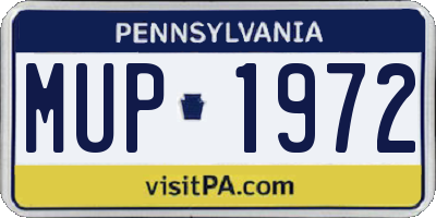 PA license plate MUP1972