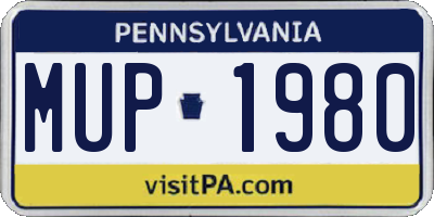 PA license plate MUP1980